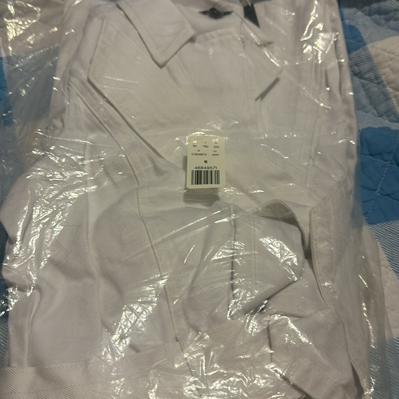 NWT Express Puff Sleeve Tie Waist White Denim Jumpsuit - Picture 6 of 9